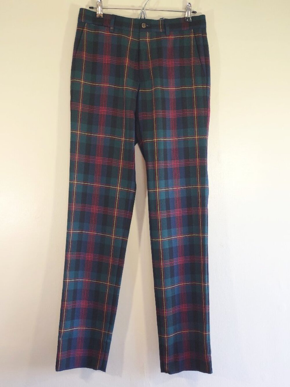 J. McLaughlin Wool Pants Size 31 x 35 Straight Leg Tartan Plaid Preppy NWOT